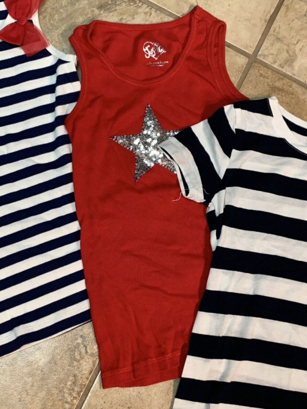 Red, White, Blue Girls Size 6/8 Shirts July 4th Girls Shirts Summer U10-20 - Picture 3 of 8